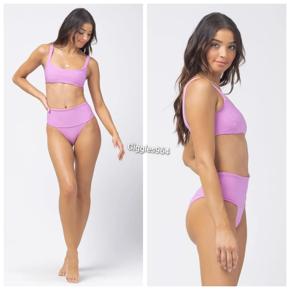 L*Space Jess Desi Bikini Set Rosebud Pink Ribbed